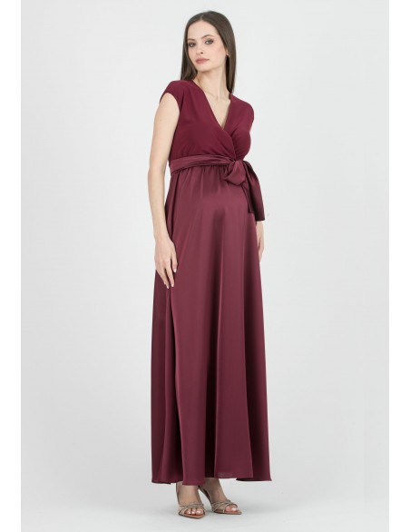 Vestido Largo Premamá y Lactancia Boda Granate