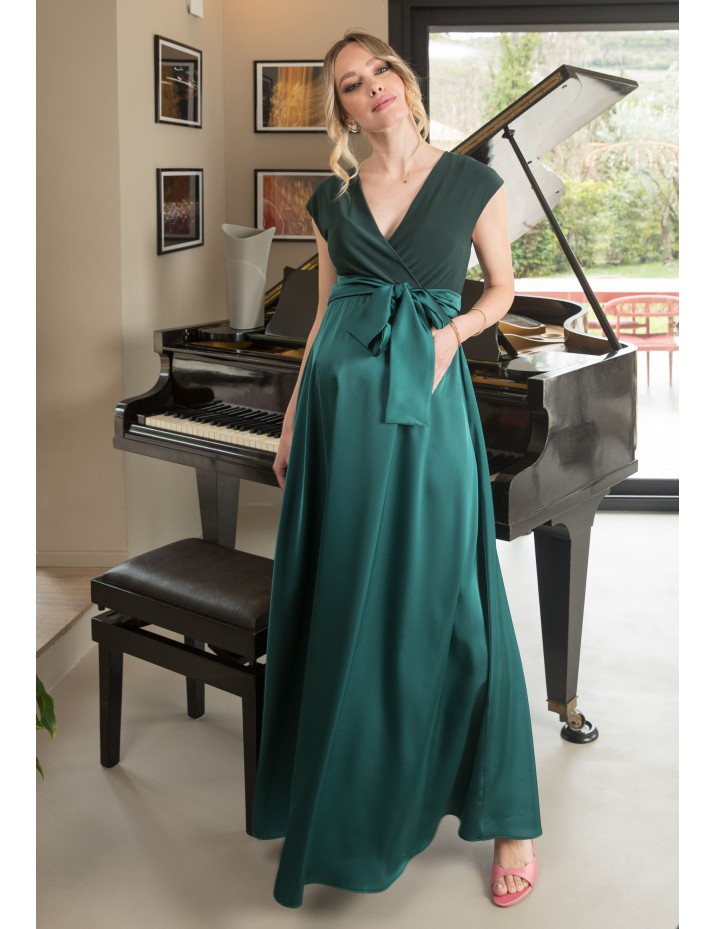 Vestido Largo Premamá y Lactancia Boda Verde