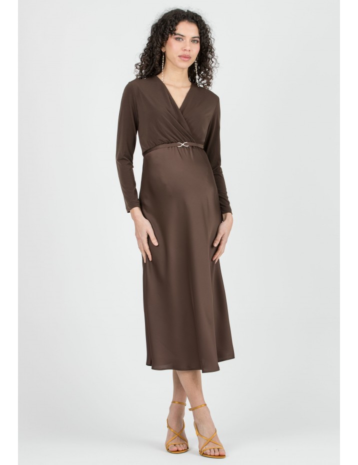Vestido Midi Premamá y Lactancia Cinturón Detalle