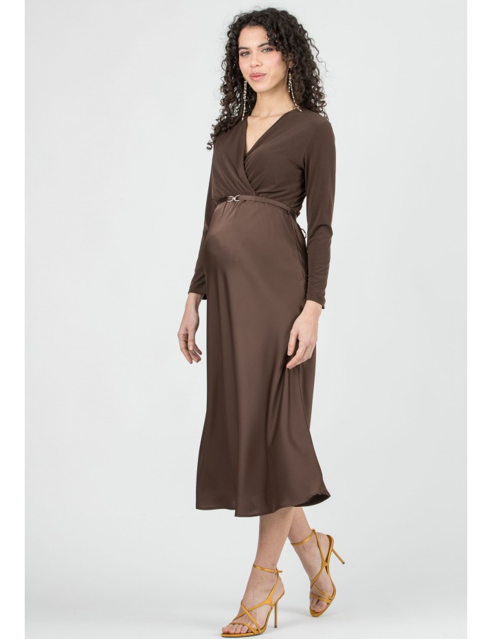 Vestido Midi Premamá y Lactancia Cinturón Detalle