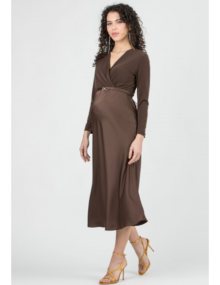 Vestido Midi Premamá y Lactancia Cinturón Detalle