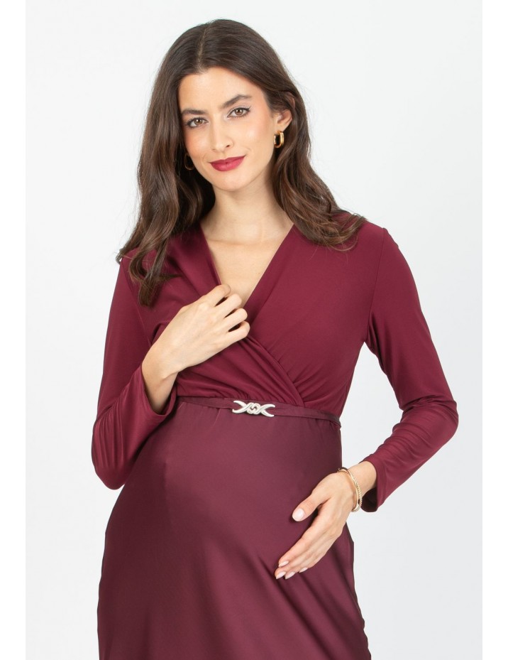 Vestido Midi Premamá y Lactancia Cinturón Detalle