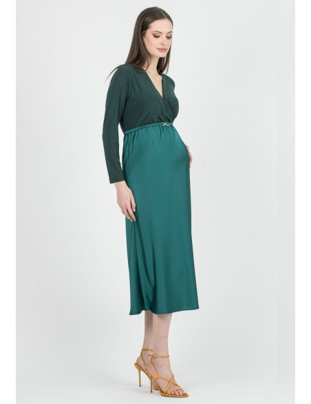 Vestido Midi Premamá y Lactancia Cinturón Detalle