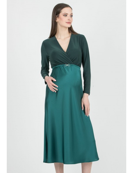 Vestido Midi Premamá y Lactancia Cinturón Detalle