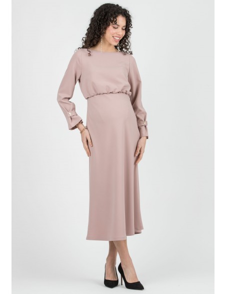 Vestido Midi Premamá Cuello Barca
