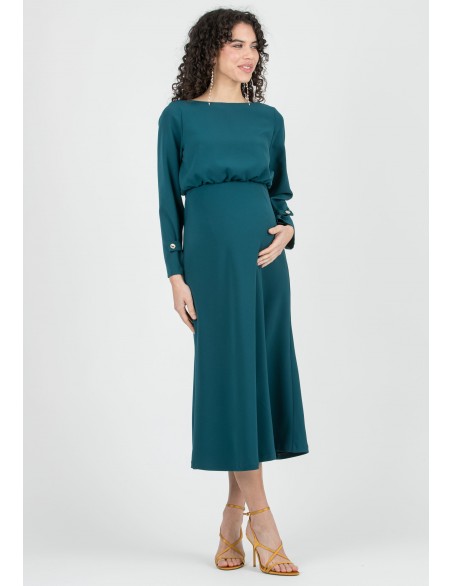 Vestido Midi Premamá Cuello Barca