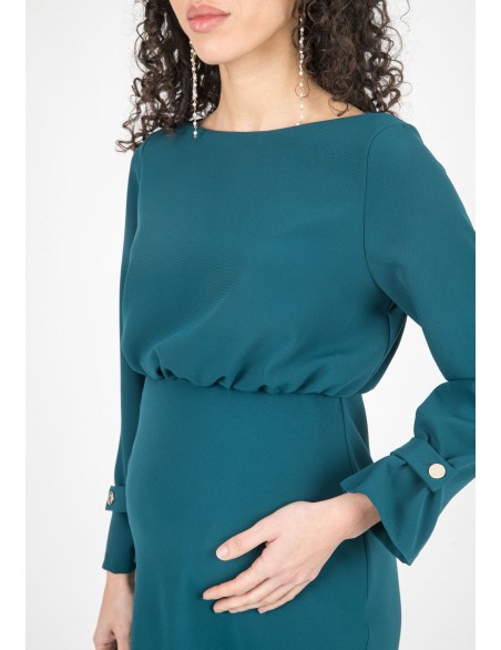 Vestido Midi Premamá Cuello Barca