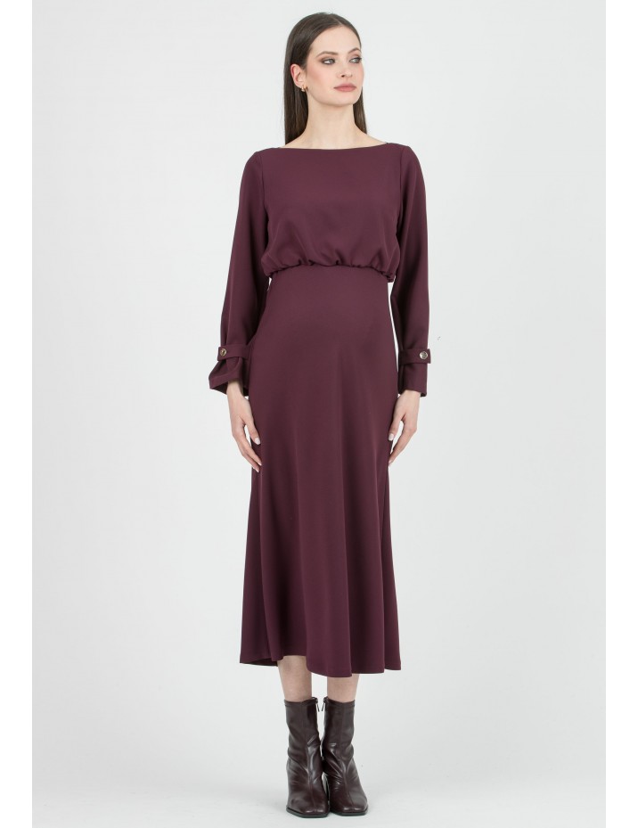 Vestido Midi Premamá Cuello Barca