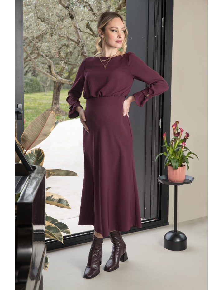 Vestido Midi Premamá Cuello Barca