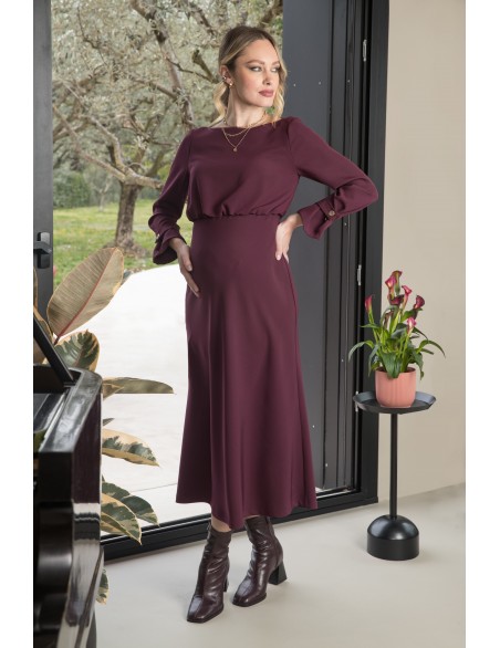 Vestido Midi Premamá Cuello Barca