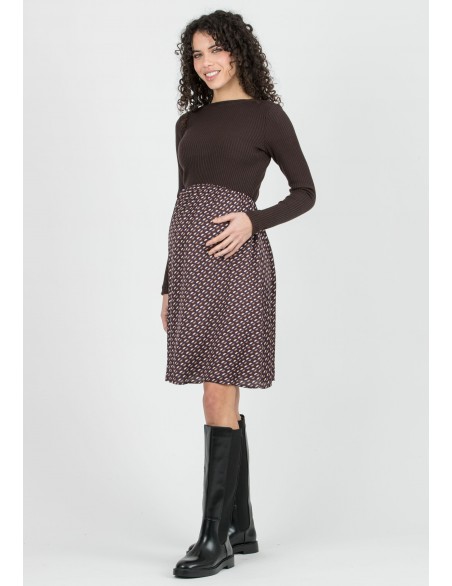 Vestido Premamá Combi Marrón