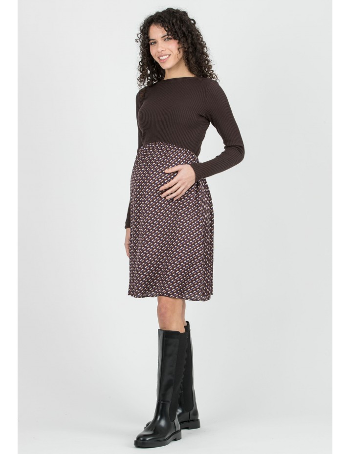 Vestido Premamá Combi Marrón