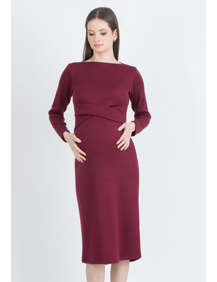 Vestido Midi Premamá Cruzado Grana