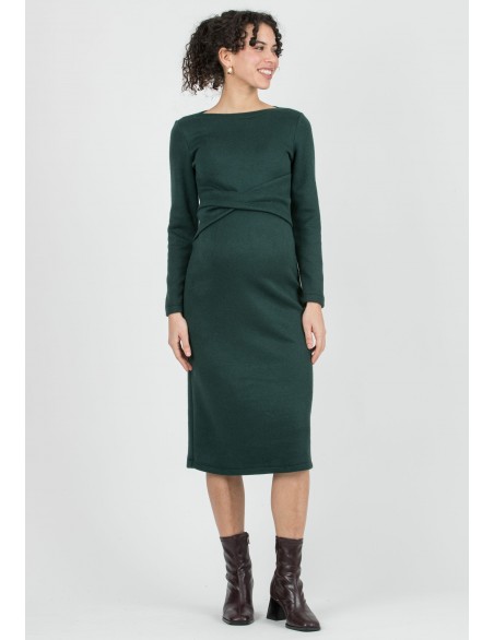 Vestido Midi Premamá Cruzado Verde