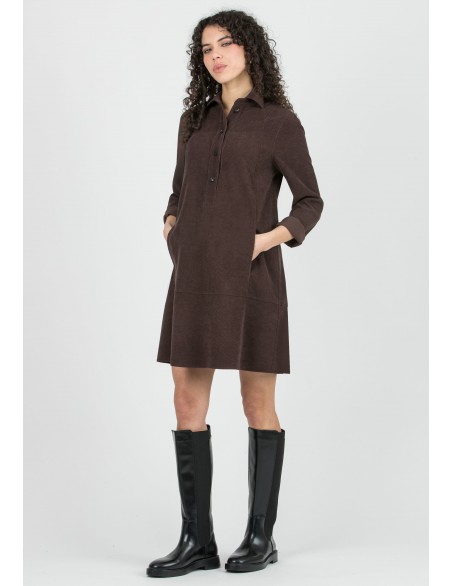 Vestido Premamá y Lactancia Camisero Micropana Marrón