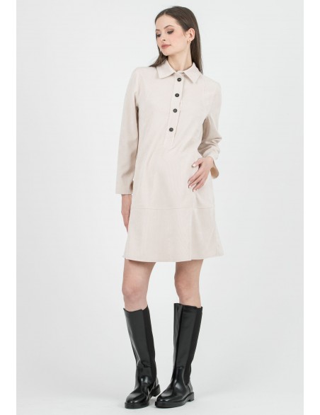 Vestido Premamá y Lactancia Camisero Micropana Crudo