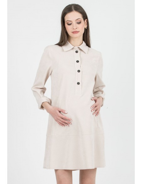 Vestido Premamá y Lactancia Camisero Micropana Crudo