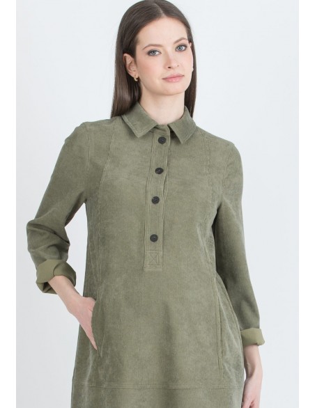 Vestido Premamá y Lactancia Camisero Micropana Kaki