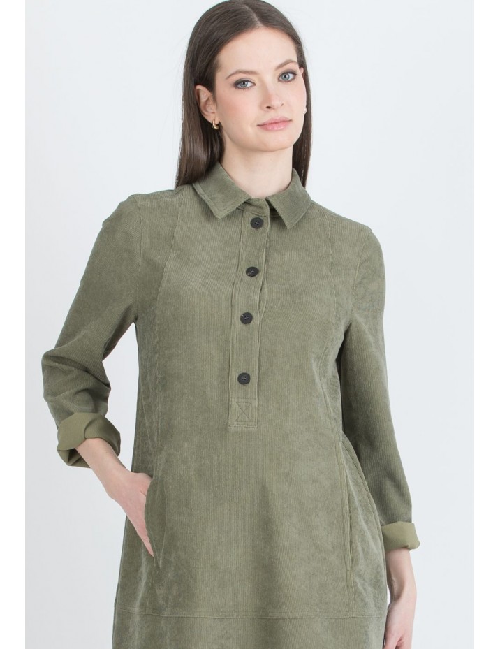 Vestido Premamá y Lactancia Camisero Micropana Kaki