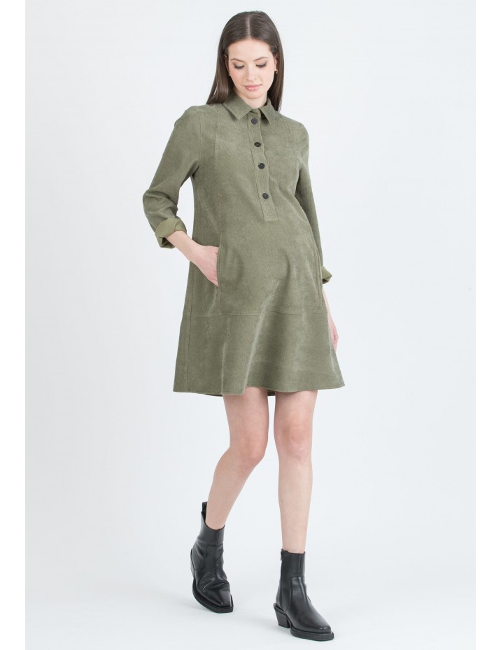 Vestido Premamá y Lactancia Camisero Micropana Kaki