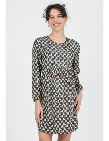 Vestido Premamá y Lactancia Estampa Gris