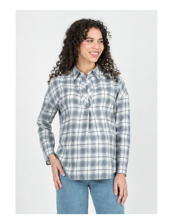 Camisa Premamá Over Cuadros Azul