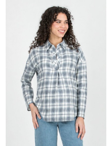 Camisa Premamá Over Cuadros Azul