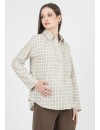 Camisa Premamá Over Cuadros Beige