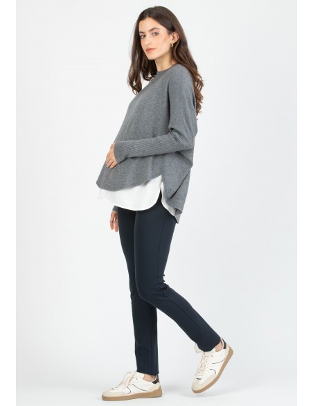 Pantalón Básico Premamá Punto Roma Azul