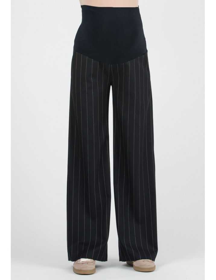 Pantalón Premamá Palazzo Rayas Azul/Camel