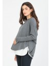 Jersey Premamá y Lactancia Tipo Capa Gris