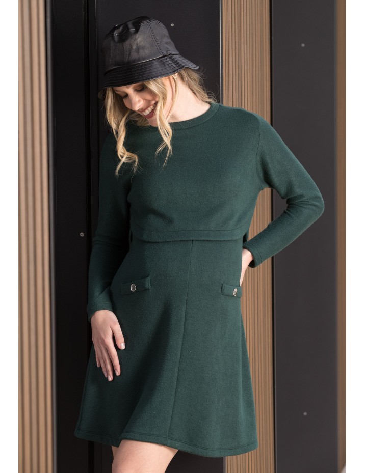 Vestido Premamá y Lactancia 2 Piezas Verde
