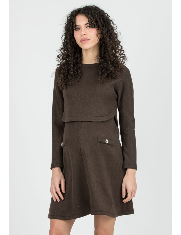 Vestido Premamá y Lactancia 2 Piezas Marrón
