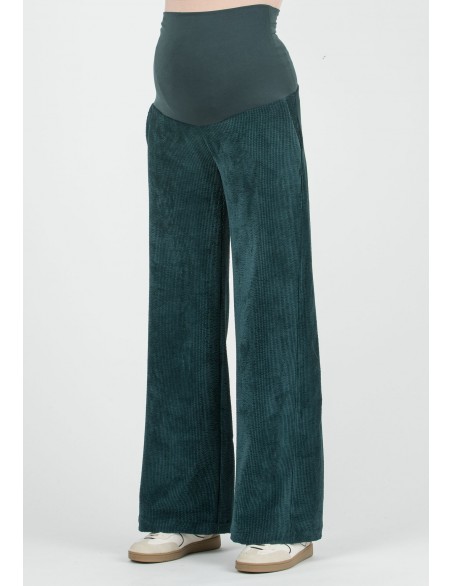 Pantalón Premamá Pana Verde Corte Ancho