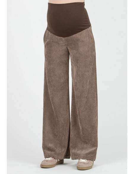 Pantalón Premamá Pana Marrón Corte Ancho
