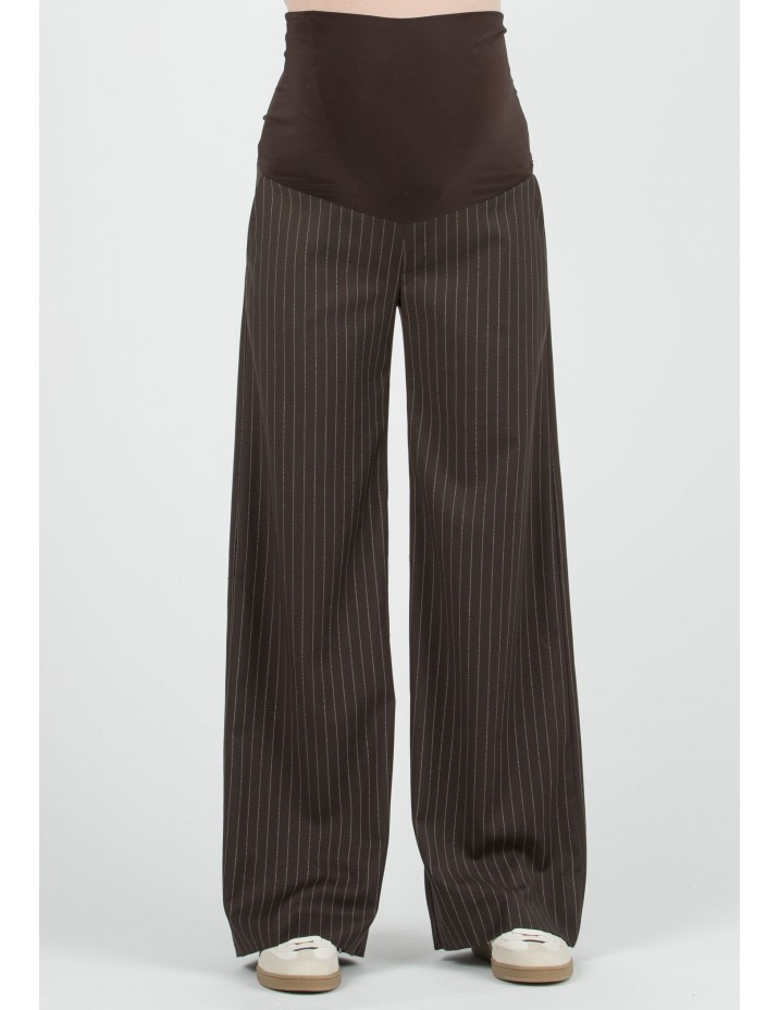 Pantalón Premamá Palazzo Marrón Raya