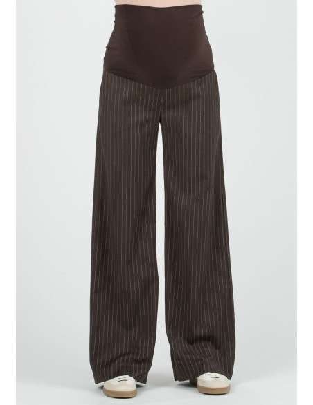 Pantalón Premamá Palazzo Marrón Raya