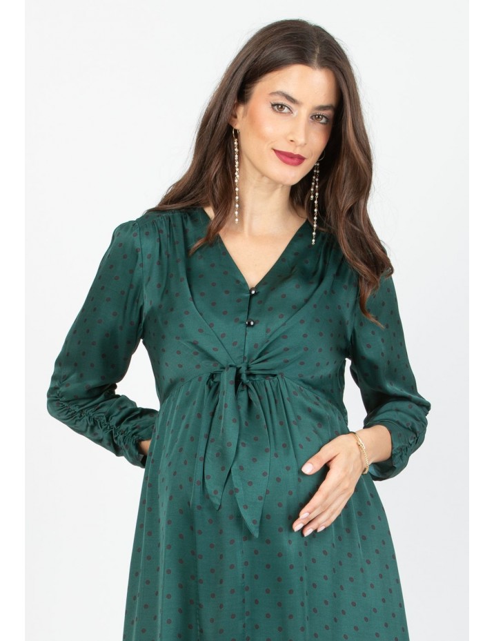 Vestido Premamá y Lactancia Lunar Verde