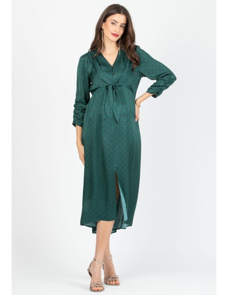 Vestido Premamá y Lactancia Lunar Verde